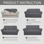 Easy-Going Stretch Chair Sofa Slipcover 1-Piece Couch Sofa Cover Furniture Protector Soft with Elastic Bottom for Kids, Pet. Spandex Jacquard Fabric Small Checks (Chair, Gray)
