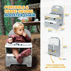 Orzbow Portable High Chair with Tray, Foldable Booster Seat for Travel Toddlers 6-36 Months, Baby Chair for Dining Table, Camping, Beach, Portable Booster Chair, Up to 33 lbs Baby, Grey