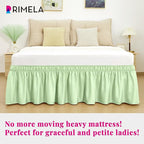 RIMELA Bed Skirt Queen Size Baby Green 15 Inch Drop, Wrap Around Elastic Bedskirt, Dust Ruffle for Adjustable Bed Base Soft Durable Fabric Machine Washable Easy to Install Bed Skirts