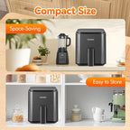 DOMEM 3 Qt Compact Air Fryer with Non-Stick Basket and Rack, User Friendly Simple Touchscreen, Cook in Simple Steps, Low-Oil Cooking Small Air Fryer, Space Saving Cooker
