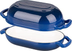 VORRINGARD Enameled Cast Iron Sourdough Bread Oven, Dutch Oven, Loaf Cast Iron Bread Pan for Homemade Bread Baking, Meatloaf Pan with Lid, 7QT, Blue