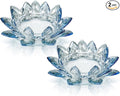 Crystal Flower Jewelry Tray, Transparent Decorative Trinket Dish for Rings, Earrings, Necklaces, Keys for Vanity Dresser Nightstand, Elegant Gift for Women Mother's Day (2, 6.3"(W) - Blue)