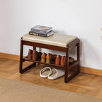 SOBIBO Shoe Bench with Storage - 2-Tier Entryway Bench, Solid Wood Shoe Rack with Cushion & Flip-Open Box, Mid-Century Modern for Hallway, Mudroom, Bedroom (Gray, 21.65'')