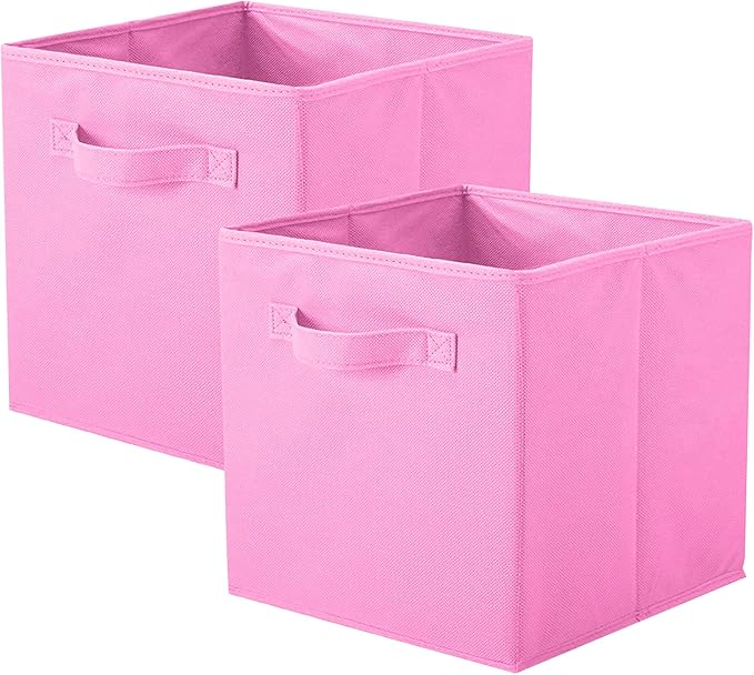 ShellKingdom Foldable Fabric Storage Cubes and Cloth Organizer Drawer for Closet and Toys, 2 Pack (Pink)