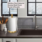 Gold Paper Towel Holder Countertop, Standing Paper Towel Roll Holder for Kitchen Bathroom, with Weighted Base for One-Handed Operation (Stainless Steel Base, Gold)
