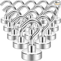 Neosmuk Magnetic Hooks, Heavy Duty 30lb+ Strong Magnet Hook for Cruise Cabins, Cruise Essentials 2026 for Hanging, Metal Wall Refrigerator Hangers (Silver White, 15 Pack)