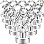 Neosmuk Magnetic Hooks, Heavy Duty 30lb+ Strong Magnet Hook for Cruise Cabins, Cruise Essentials 2026 for Hanging, Metal Wall Refrigerator Hangers (Silver White, 15 Pack)