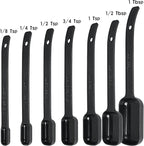 Measuring Cups and Spoons Set 15, Black Dry & Liquid Plastic Measuring Cups and Spoons, Metric & US 7 Measure Cups & 7 Measure Spoons for Kitchen & Baking