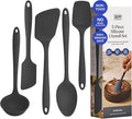 GIR 5-Piece Silicone Kitchen Utensils Set, Non-Toxic Cooking Utensils for Cooking and Baking, Heat Resistant, Food Grade, Dishwasher Safe Rubber Spatula, Ladle, Spoon - Charcoal