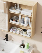 BiuLeon 25 PCS Plastic Drawer Organizers Set, 4-Sizes Vanity and Makeup Organizer, Desk and bathroom Drawer Organizer Trays, Organizers and Storage for Makeup, Jewelry, Gadgets, Utensils (White)
