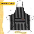 Handepo 4 Pcs Kitchen Aprons with Pockets Adjustable Waterproof Cotton Aprons Striped Apron for Women Men Chef Mother Gift