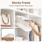StorageWorks Narrow Storage Bins, Small Basket for Closet and Shelves, Rectangular Fabric Organizer with Handles, Toilet Paper Storage, Khaki and Beige Stripes, 2-Pack
