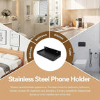 Cyrank Bathroom Cell Phone Shelf, Stainless Steel Wall Mount Toilet Phone Holder Toilet Small Floating Wall Shelves, 7.3x3.5 in (Black)