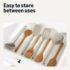 Amazon Basics Wooden Cooking Utensils, 6-Piece Set, Acacia Wood, Pre Oiled, Cookware-Safe, Ideal for Nonstick