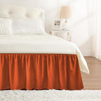 RIMELA Orange Yellow Bed Skirt Queen 15 Inch Drop, Elastic Bed Skirts Queen Size Dust Ruffle, Bedskirt for Adjustable Bed Base, Wrinkle & Fade Resistant Silky Luxurious Fabric Easy to Install