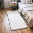 Fluffy Rug Shaggy Area Rug, White 3x5 Area Rugs for Bedroom, Small Bedside Rug, Soft Fluffy Shaggy Entryway Throw Rugs for Living Room Bedroom Kids Room Home Decor