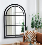 WAMIRRO Arched Mirror,Big Decorative Black Window Pane Mirrors Decor for Wall Mouted/Fireplace/Entryway/Hallway/Living Room/Bathroom 28"X40"
