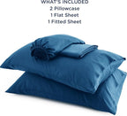 Bedsure Queen Sheet Set, Rayon Derived from Bamboo, Cooling Sheets, Deep Pocket Up to 16", Breathable & Soft, Hotel Luxury Silky Bedding for Hot Sleepers, Teal