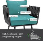 Outdoor Patio Chair Cushions Set, 24" x 24", Set of 2, Water-Repellent, Fade Resistant, Deep Seat Bottom and Back Cushion for Backyard, Couch, Sofa and Patio Furniture, Turquoise