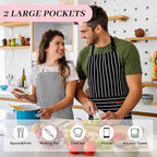 2Pack Adjustable Kitchen Apron for Women Men with 2 Pockets，Cotton-Polyester Blend Bib Aprons for Cooking,Baking