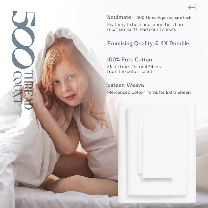 Mayfair Linen 100% Egyptian Cotton 2 Pack King Sheet Set - Luxury 500 Thread Count Cotton Sheets King Size (8 PC, Light Blue), Soft, Cooling, Sateen Weave, 16" Deep Pocket Hotel Quality Bed Sheet