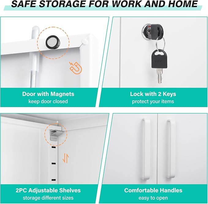 SISESOL White Metal Storage Cabinet