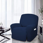 Easy-Going 4 Pieces Oversized Recliner Stretch Sofa Slipcover Sofa Cover Furniture Protector Couch Soft with Elastic Bottom Polyester Spandex Jacquard Fabric Small Checks Navy, X-Large
