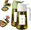 TrendPlain - 16oz Olive Oil Dispenser for Kitchen - 2 in 1 Olive Oil Dispenser and Oil Sprayer - Olive Oil Dispenser Bottle w/Stickers - Olive Oil Sprayer for Cooking 2Pcs White&Green (Light Blockage)