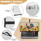 Microwave Oven Dust Cover Waterproof Dustproof Microwave Toaster Oven Cover Fabric Kitchen Machine Covers for Toaster Oven Air Fryer, Rooster Chicken Sunflower Butterfly Polka Dot Print, L