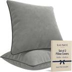 2 Pack Velvet Decorative Throw Pillow Covers, 18"x18", Dove Grey, Solid, Modern, Contrast Piping, Indoor Use, Bedroom & Living Room