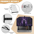Countertop Convection Oven Cover Decorative and Protective Air Fryer Toaster Oven Dust Cover for Home Kitchen Indoor Decor, M, Black Cat Skull Bat Violet Forest Halloween