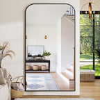 Full Length Mirror 81"x41" Arched Floor Standing Large Mirrors Full Body Mirror with Stand - with Aluminum Frame for Bedroom Living Room, Black
