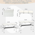 YihuiKo 3ft Aluminum Folding Picnic Table - Lightweight & Portable Outdoor Table with Adjustable Height, Storage Net for Camping, Backyard, RV Trips