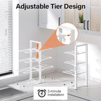 MUDEELA 8-Tier Pots and Pans Organizer under Cabinet, Heavy Duty Adjustable Pot Pan Organizers inside Cabinet, Kitchen Cabinet Organizers and Storage Pot Rack for Big Stockpots, Heavy Cookware, White