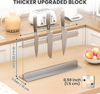THMINS Acrylic Magnetic Knife Block, Large Transparent Magnetic Knife Holder Double-Sided Magnetic Kitchen Countertop Universal Knife Display Stand Multifunctional Storage