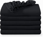 Bare Home 5-Pack Fitted Bottom Sheets Twin - Premium 1800 Ultra-Soft Wrinkle Resistant Microfiber - Deep Pocket (Twin, Black)