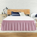 King Bed Skirt, Elastic Wrap Around Bed Skirt King Size, Bed Skirts for Adjustable Bed, Easy Fit with 18" Drop Length Tailored Drop Dust Ruffle (Pink)