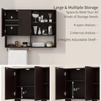 Medicine Cabinet, Wooden Bathroom Wall Cabinet with 2 Doors, Adjustable Shelves & Towel Bar, Over Toilet Storage Cabinet Wall Mounted for Kitchen & Laundry, Espresso