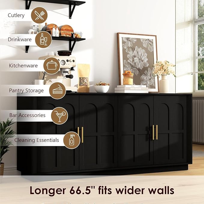 67'' Modern TV Stand for TVs up to 75'', Modern Long Media Console