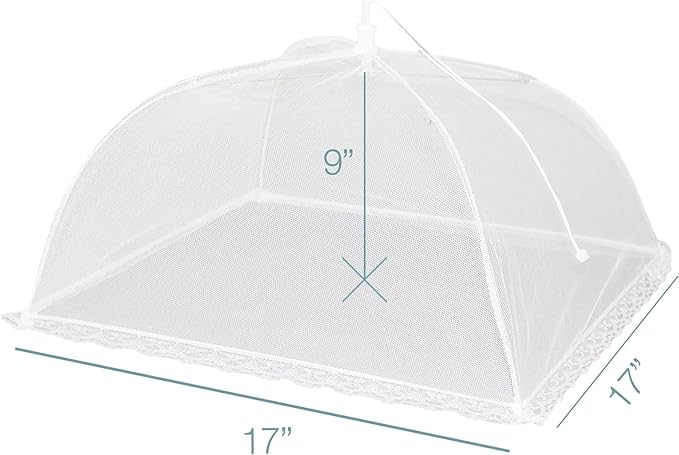 Simply Genius Pop-Up Mesh Food Covers - 17 x 17 in, White, 6 Pack, Large & Tall - Reusable & Collapsible Food Tents for Outdoor Serving
