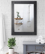 AAZZKANG Wood Framed Mirror Rectangular Mirrors for Wall Black Large 26"x18" Decorative for Bedroom Living Room Bathroom Home Entyway Hanging