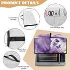 Countertop Microwave Oven Cover with Side Pockets, Dust Protection Small Appliance Toaster Ovens Dust Cover, S, 14.5 x 18.5 x 9 Inches, Violet White Marble Butterfly