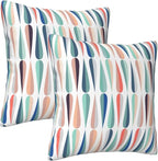 bassyil Mid Century Retro Drop Throw Pillow Covers Decorative Linen Pillow Cases Set of 2 Square Cushion Cover for Couch Sofa Bedroom Patio 18x18 Inch
