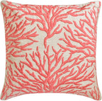 The HomeCentric King/Queen/Twin Coral, Peach & Pink Designer CA King 86"x18" Bed Runner with 2 Pillow Cover, Coral, Pearl Embroidery, Under The Sea & Beach Theme on Linen Fabric - Coraline Pearls