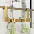 PMMASTO Over The Door Hooks, Fits 1-3/4" Thick Door No Drill Hooks for Closet Bathroom Bedroom Organization, Hanger for Coat Towel Robe (Gold, 5 T-Hooks)