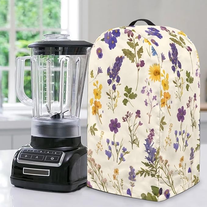 Wildflower Blender Cover for Kitchen Small Appliance Dustproof Cover Washable Foldable Coffee Appliance Covers with Durable Handle