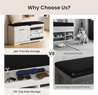 39" Shoe Storage Bench with Padded Seat Cushion & Lift Top Storage Box & 2 Flip Drawers, Small Entryway Shoe Rack Bench with 2 Doors and Adjustable Shelf, Shoes Cabinet for Hallway, Living Room, White