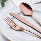 LIANYU Copper Silverware Flatware Set, 60 Piece Stainless Steel Cutlery Set for 12, Mirror Finish, Ideal for Home Hotel Wedding Festival Party, Dishwasher Safe