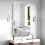 BONEWEI Silver Bathroom Mirror,24x48 inch Wall Mirror for Bathroom Wall Mounted,Rectangle Mirror for Bathroom Over Sink,Modern Frame Round Corner for Living Room,Bedroom Entryway,Horizontal/Vertical