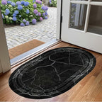 Black Grey Striped Texture Bordered Rugs 6x9 Modern Minimalist Indoor Large Area Rug for Living Room Bedroom Dining Room Soft Faux Wool Non Slip Floor Mats Entrance Bathroom Home Office Oval Carpet
